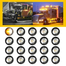 12V 3/4" LED Bullet Side Marker Light Dual Color Amber White For Truck Trailer