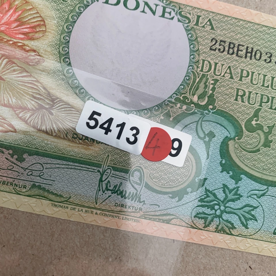 Indonesia, 25 Rupiah Banknote 1959, P-67, Ch UNC Flower, Birds, Light Yellow - Image 3 of 3