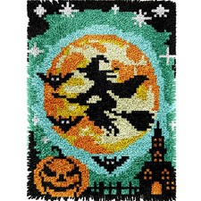 Halloween Flying Witch Latch Hook Kits for Adults Beginners Pumpkin DIY Latch...