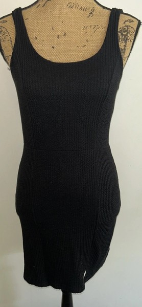 Ally Dress Women’s Sz 8 Bodycon Pencil Black Knit Mini Cotton Sexy Stretch VGC