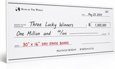 Giant Reusable Paper Check 30x16 Inches Multicolor Dry Erase Large Event Gift