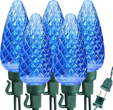 Blue Christmas Lights, 16Ft 25 LED C9 Connectable, 120V UL Certified Outdoor Ind