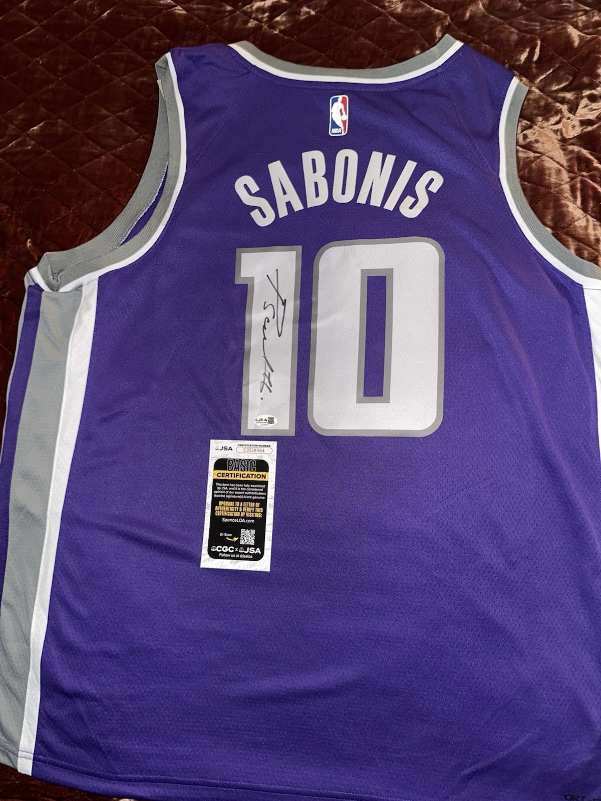 Domantas Sabonis Autographed Signed Sacramento Kings Authentic Swingman Purple Kings Jersey JSA COA 