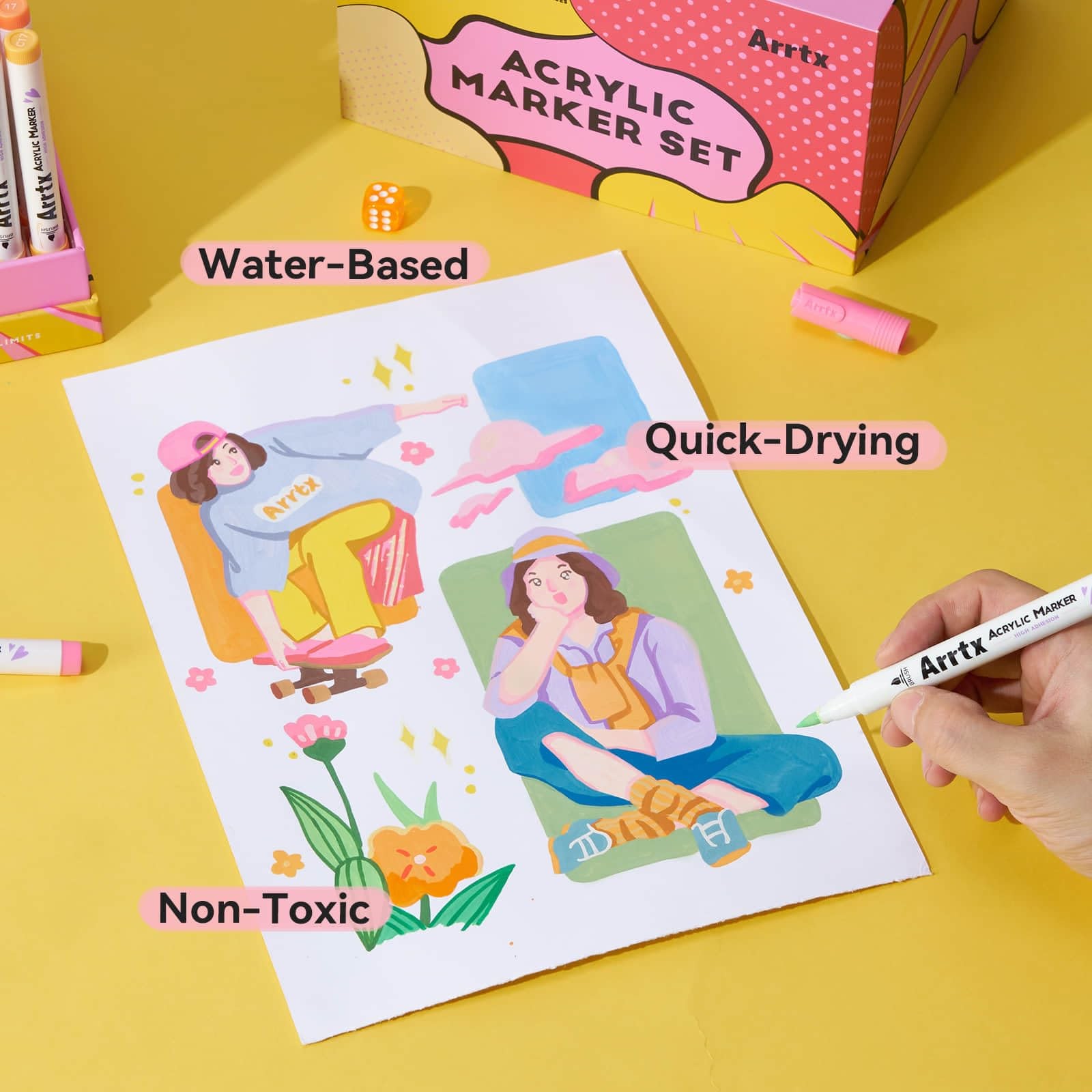 Arrtx 120 Colors Markers Paint Pens, Acrylic Paint Pens for Artists Adults Co...