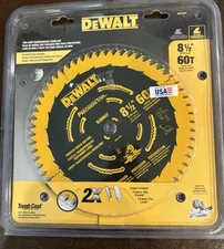 Two DeWalt 8-1/2" 60T Carbide Tooth Circular Saw Blades NEW