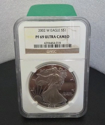 2002 W American 1 Oz Silver Eagle Proof Coin $1 NGC PF69 Ultra Cameo