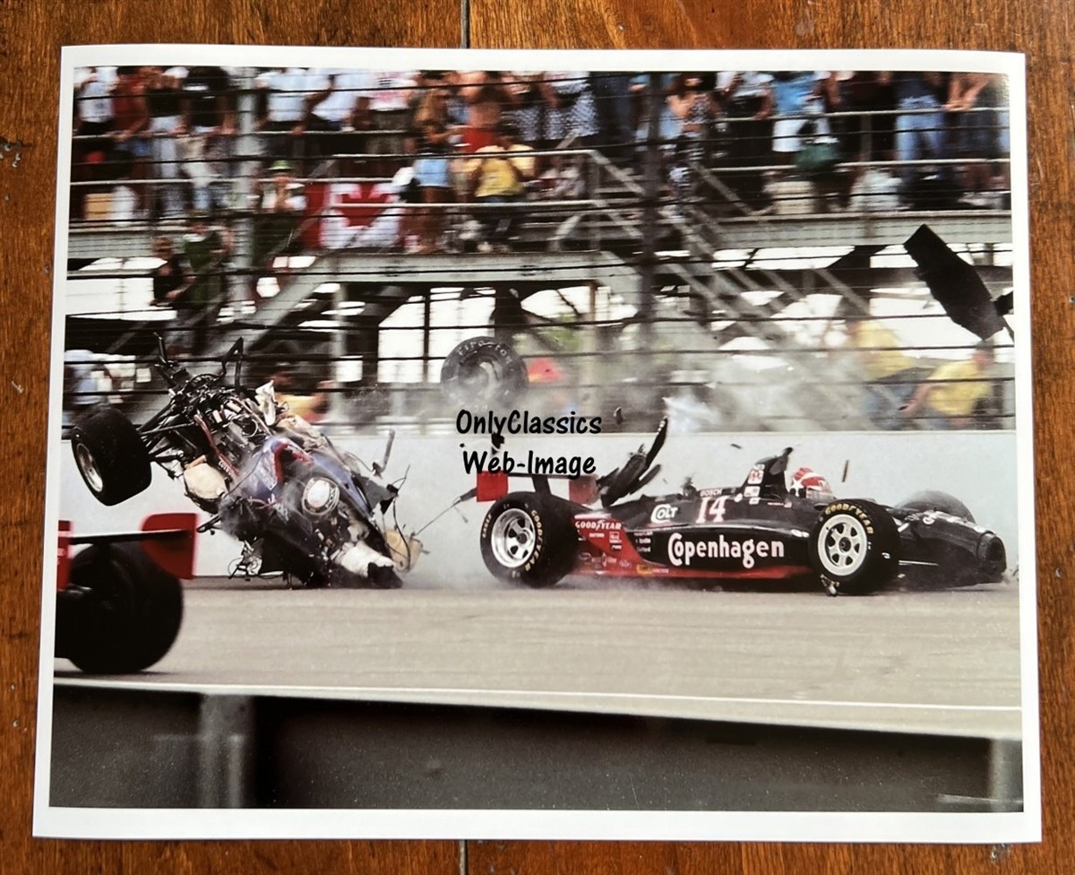 1995 STAN FOX AJ FOYT INDY 500 WILD CRASH 8x10 PHOTO INDIANAPOLIS