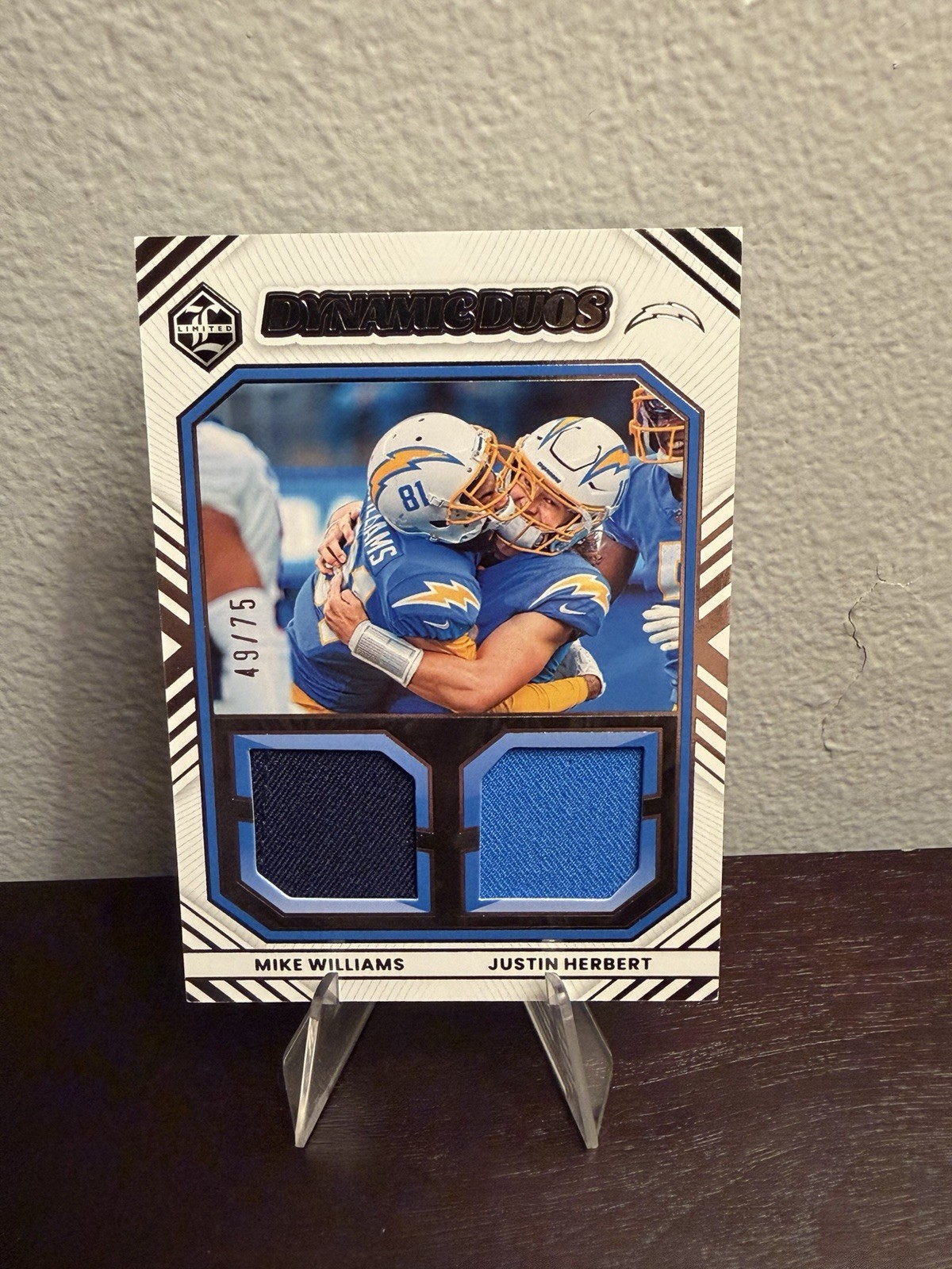 2022 Panini Limited - Dynamic Duos Mike Williams / Justin Herbert Dual Patch /75