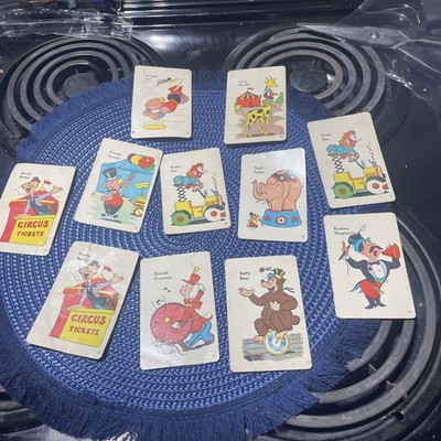 Old Maid Card Game Circus Edition 1959 Lot Of 22 Cards  ED-U-CARDS 