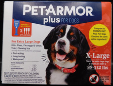Pet Armor Plus For Extra Large Dogs 89-132lbs 3 Applicators Exp: 10/11/26 New