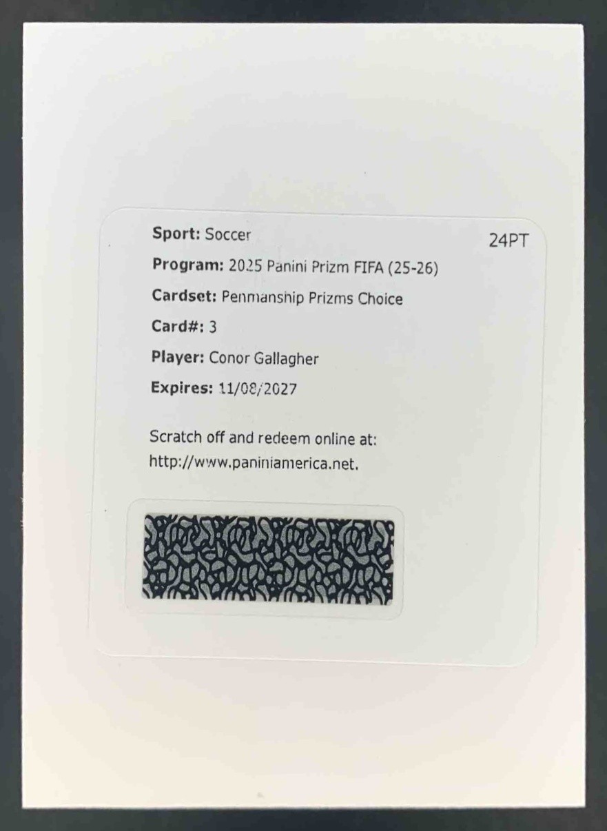 Conor Gallagher 2025-26 Panini Prizm FIFA Penmanship Choice Prizm Auto Atletico