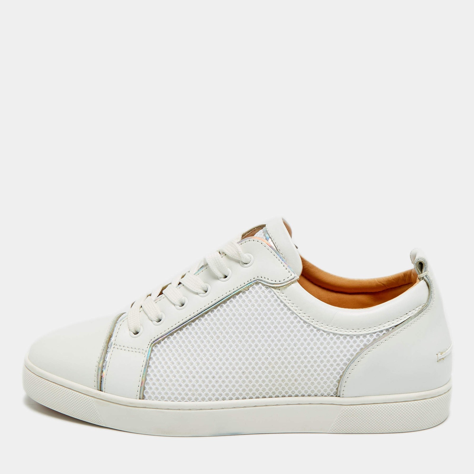 Christian Louboutin Louis Junior Size 43 White Leather and Mesh Low Top Sneakers