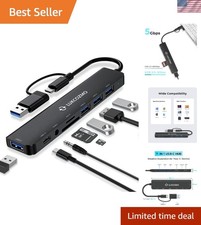Portable USB C Docking Station with Dual HDMI, Ethernet  Card Reader - Black