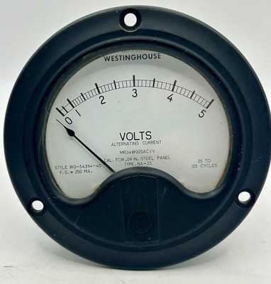 Vintage Westinghouse Alternating Current Volt Meter USA #MR34W005ACVV