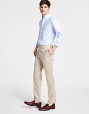 DKNY Men's Modern-Fit Solid Dress Pants Beige B4HP