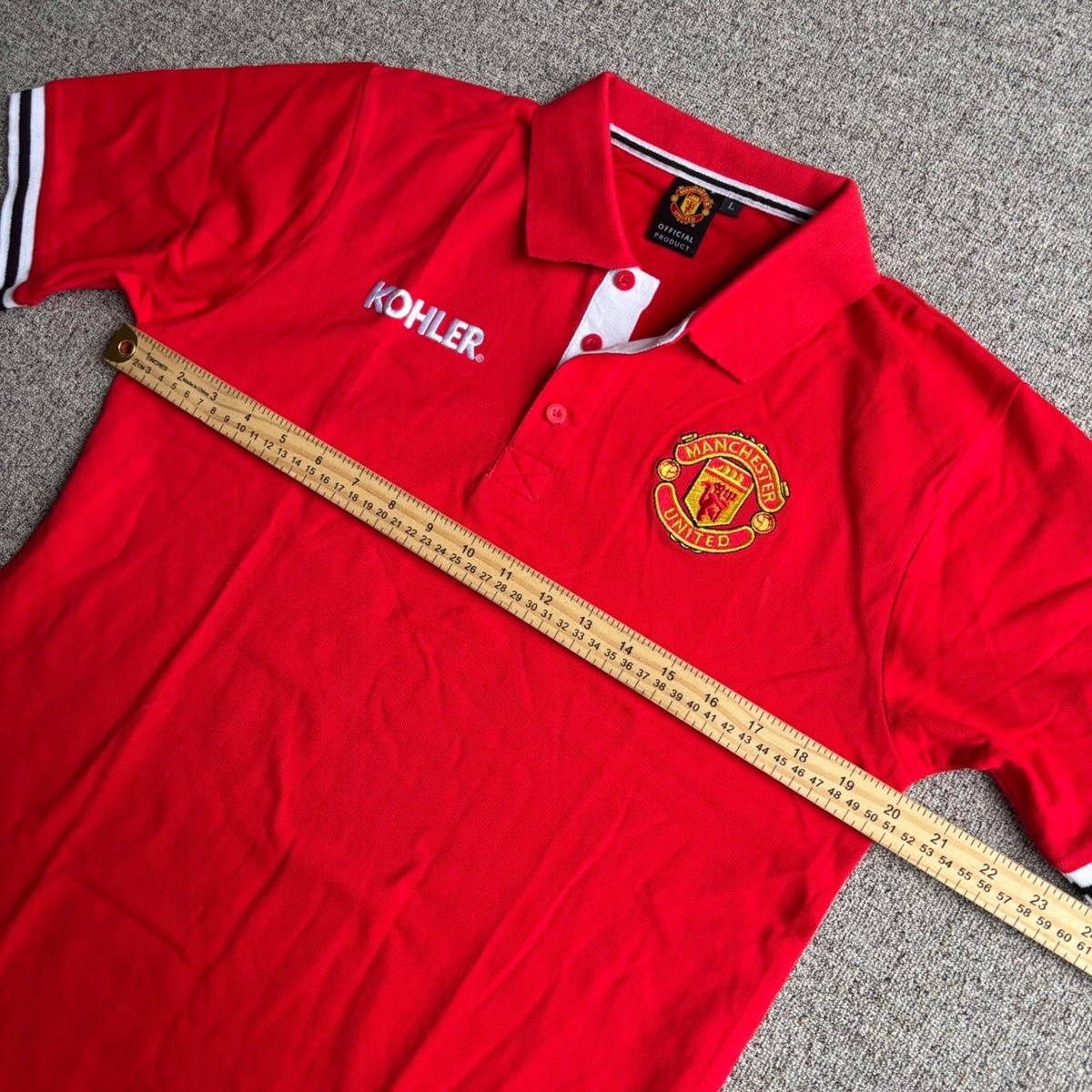 Manchester United Polo Shirt Mens L Red Official Product Kohler Soccer View 4