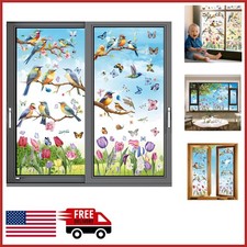 Reusable Window Clings 78PCS Tulip Butterfly Hummingbird for Glass Display