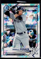 2021 Bowman #BCP-50 Oswald Peraza Chrome Prospects Aqua Refractor #/125