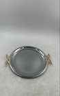 Vintage Kromex Mode Silver Round Shaped Serving Tray With Gold Handles — photo 2