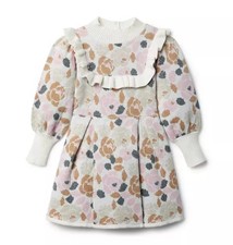 Janie and Jack Girls 4 Cream and Sugar Floral Sweater Dress Ruffle