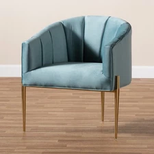 Baxton Studio Clarisse Glam and Luxe Light Blue Velvet Fabric Upholstered Gold F