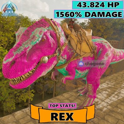 Ark Survival Ascended PC/PS5/XBOX PVE Top Stats REX 43k HP 1560 DM Cotton Candy