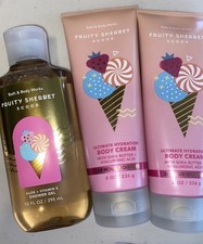 3 Bath and Body Works Fruity Sherbet Scoop shower gel  body cream lot