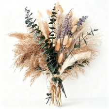 Pampas Grass Boho Bouquet Exquisite Lavender and Eucalyptus Dried Flower Arra...