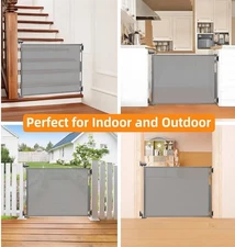 55” Wide No Drill Retractable Pet Gates for Doorways No Drilling Retractable ...