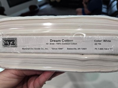 Dream Cotton 45'' Wide - 100% Combed Cotton - WHITE color - Quilting Fabric