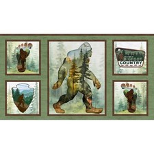 P B Textiles - Bigfoot Country - 24" Bigfoot Block Panel - Multi