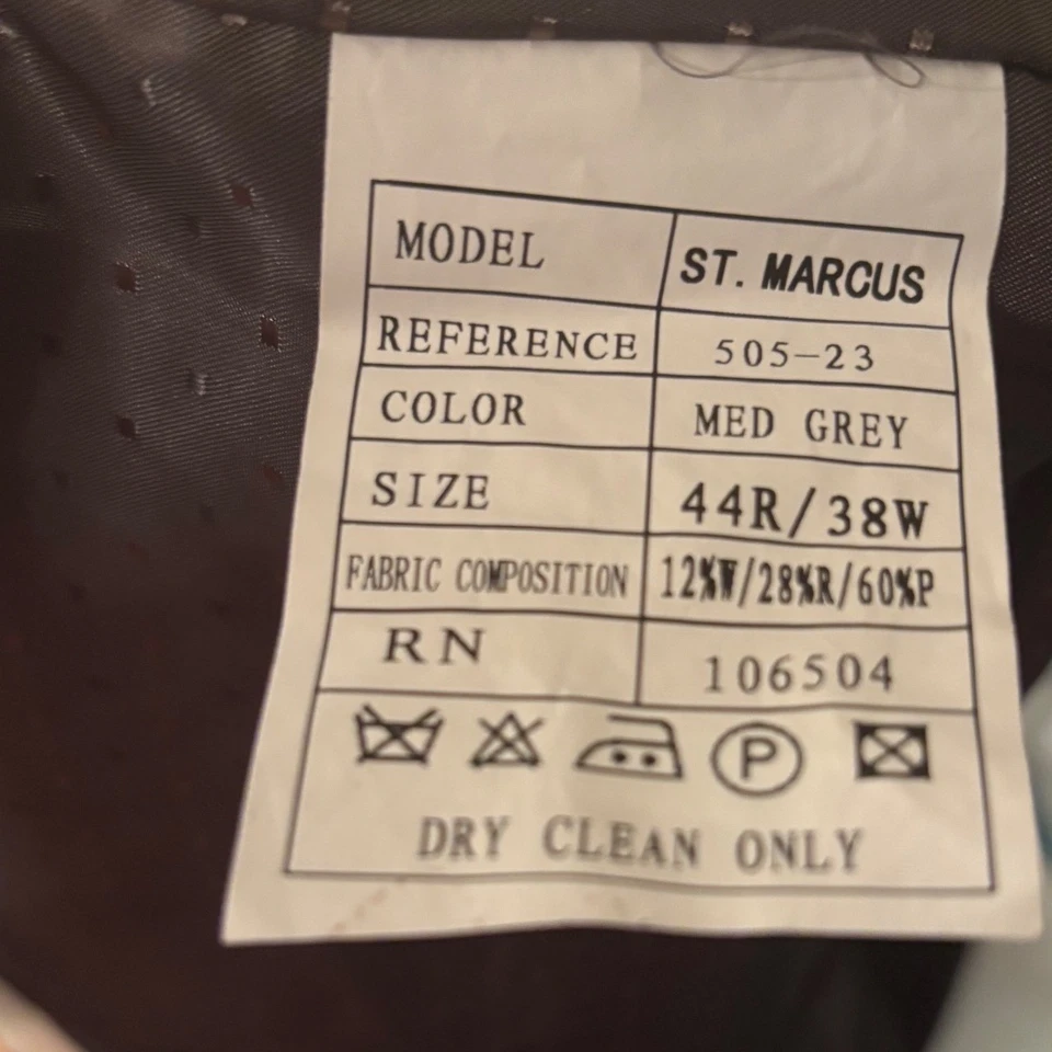 Jean Pierre Mens Vest St Marcus Medium Grey Pinstripe Formal Suit Vest 44R 38W - Image 4 of 4