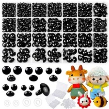 1000 Pcs 6-14mm Safety Eyes and Noses for Crocheting, Black Plastic Safety Eyes