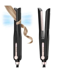 SKIMI Airflow Styler, Titanium Flat Iron Hair Straightener & Curler - Black