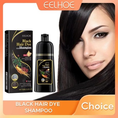 Black Hair Dye Shampoo 3 in 1 Growth Clean Hair Darkening Deep Nourishing Black 