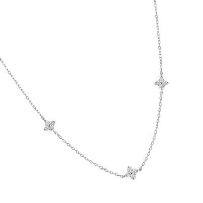 Women s 14K Gold Plated Brass Charm Necklace Cubic Zirconia Gift Jewelry