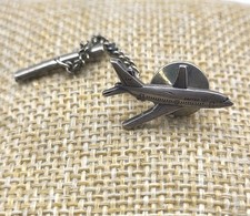 Vintage Sterling Silver Boeing 737 Airline Passenger Plane Award Lapel Pin Pilot