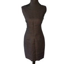 Black Sheath Dress Women’s 8 100% Linen Lined Sleeveless Little Black Dress