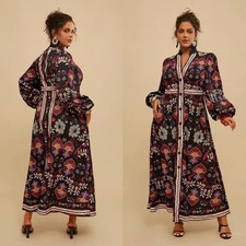 SHEIN Curve Dress Colorful Floral Button-Up Maxi Eclectic Long Sleeve Size 2XL