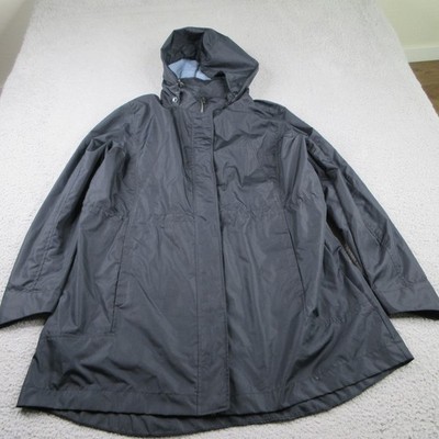Woolrich Rain Jacket Womens XL Black Full Zip Hooded Windbraker