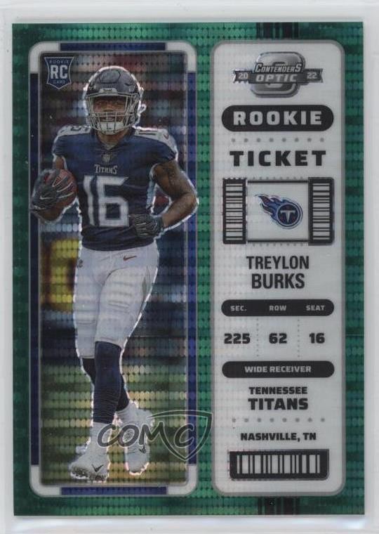 2022 Contenders Optic Green Pulsar Prizm 20/30 Treylon Burks #94 Rookie RC x2o