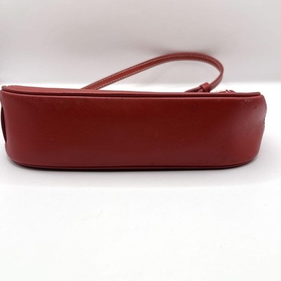 COACH Signature Demi Mini Pouch Shoulder Bag Canvas Leather Red