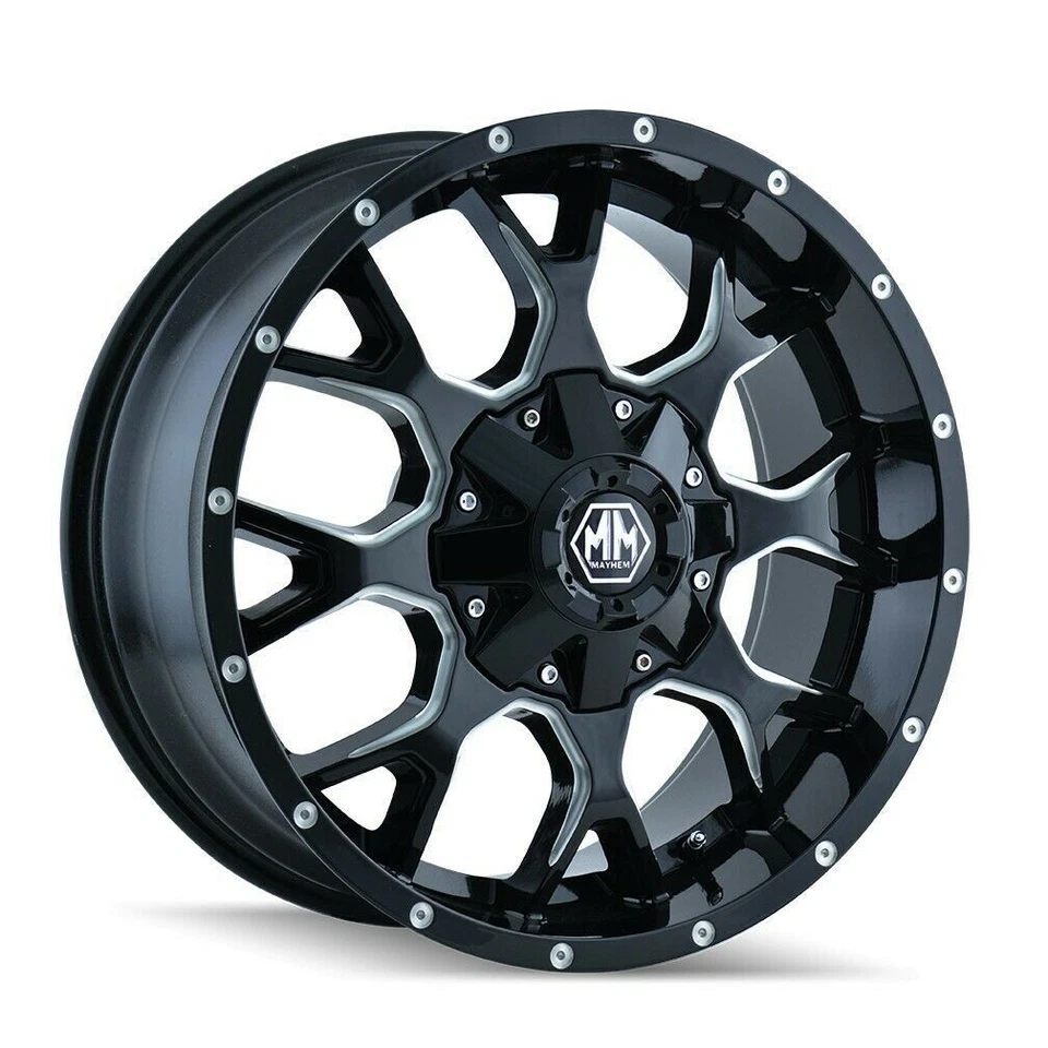 Juego 4 llantas 17" Mayhem Warrior 17x9 negras fresadas 5x4,5 5x5 18 mm para Jeep Ford Foto 2 de 4