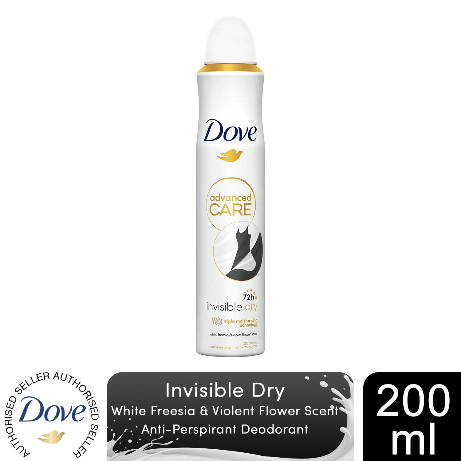 Dove Advanced Care Antiperspirant Deodorant Spray 72H Invisible Dry, 200 ml
