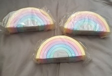 Lot of 3 Silicone Rainbow Stacking Stacker Building Blocks Preschool Toys