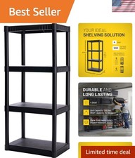 4-Shelf Plastic Storage Shelves, 48  x 23  x 14  , 200lb Capacity, Pantry, Off...