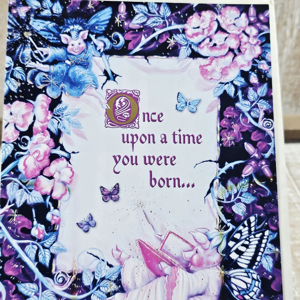 Leanin Tree Birthday Greeting Card Once Upon A Time Fairy Tale Blue Pink - Image 2 of 4