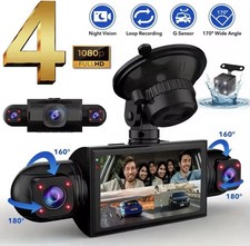 ✅TELECAMERA PER AUTO DASHCAM 4 CAM CAR VIDEO CAMERA VISIONE NOTTURNA 24H