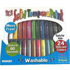 Kwik Stick Solid Tempera Paint Washable Mess Free with 24 Assorted Colors