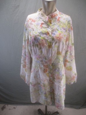 Anewsta Size L Womens Multicolor Floral Long Sleeve Buttons Beauty Dress 133